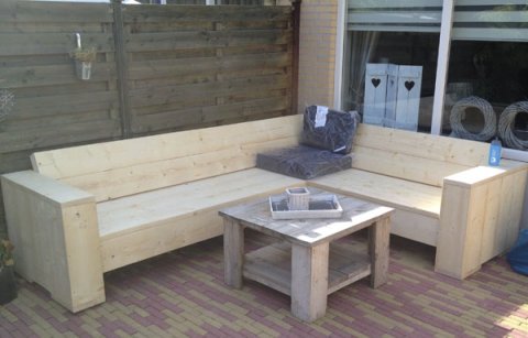 Sonarte interieur steigerhouten hoekbank
